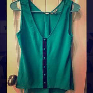 Naked Zebra Button Tank teal/Black